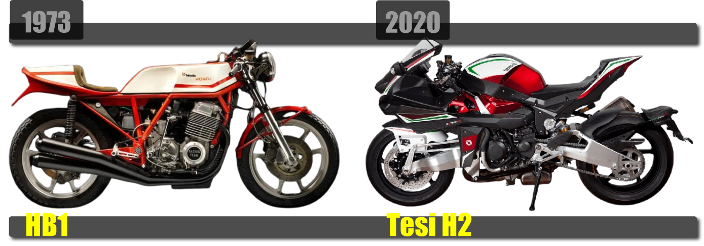 ビモータの1号機1973年 HB1とカサワキ傘下で発売された2021年Tesi H2