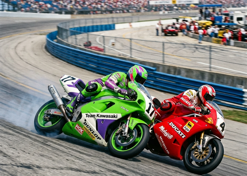 1990年代、巨大なオーバルで死闘を繰り広げるファクトリー・スーパーバイク