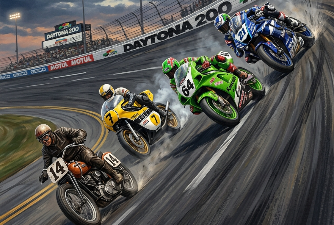 31度のバンクを駆け抜けるデイトナ200の歴代マシンたち