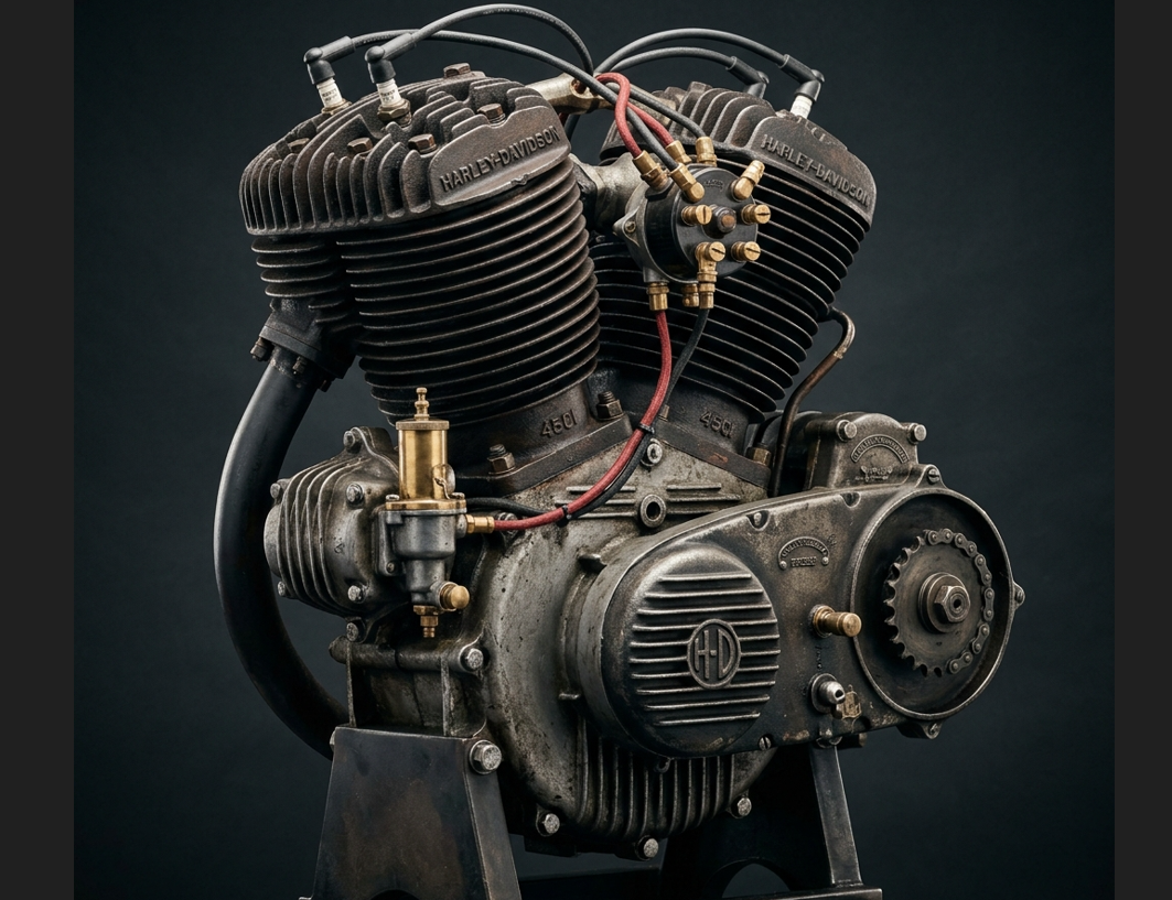スポーツスターの基本パッケージを確立した、ハーレー Model D 45ciフラットヘッドエンジン