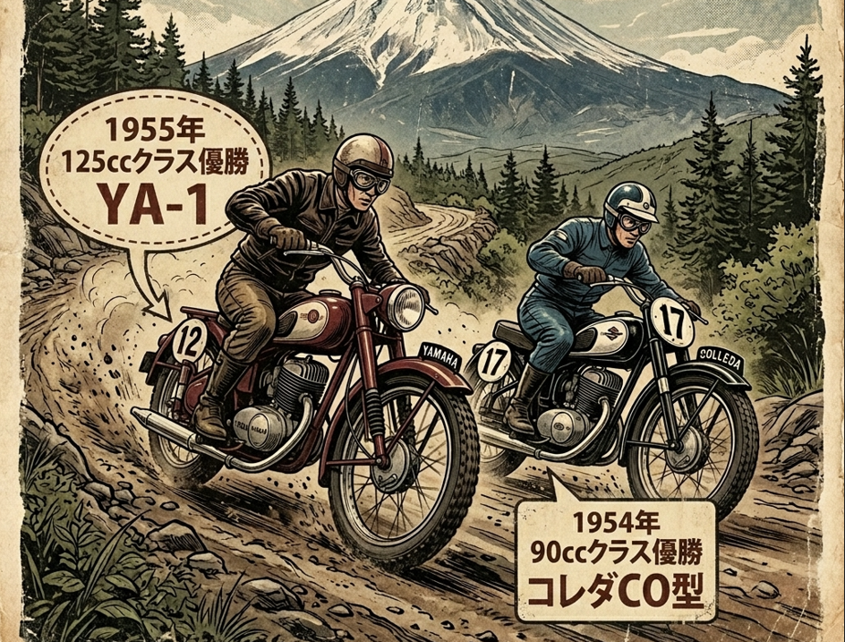 富士登山レースを制した歴代のチャンピオンバイク YA-1 コレダCO型