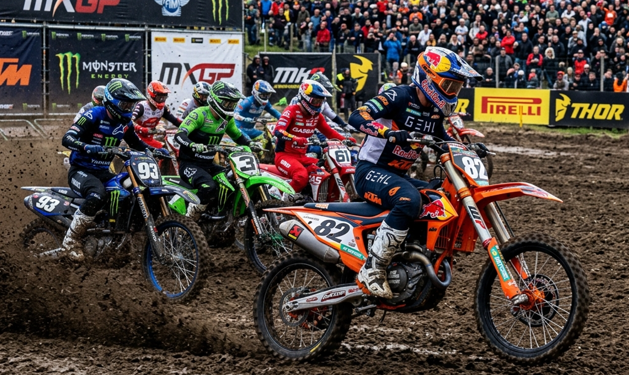 現代のMXGP、スタートゲートから一斉に猛烈なダッシュを決めるKTMの最新鋭モトクロッサー