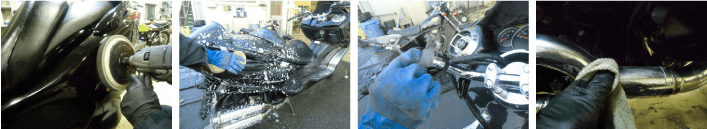 洗車と錆びの磨きの様子