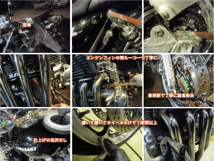 洗車・錆び取り・磨き・コーティングで綺麗になったゼファー1100